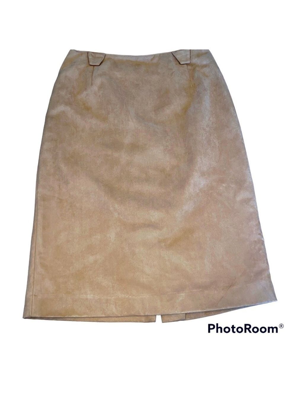 Via Condotti Faux Suede Tan Knee Length Pencil Skirt Women’s Size 8